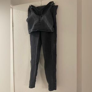 Grey aerie waffle workout legging sports bra lounge set